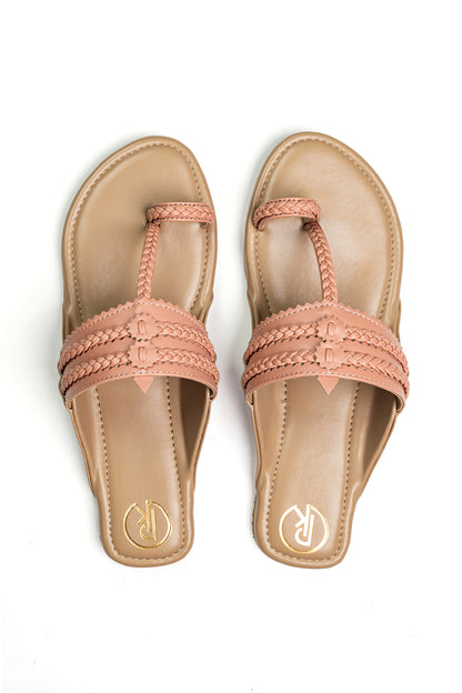 Peach color block Kolhapuri