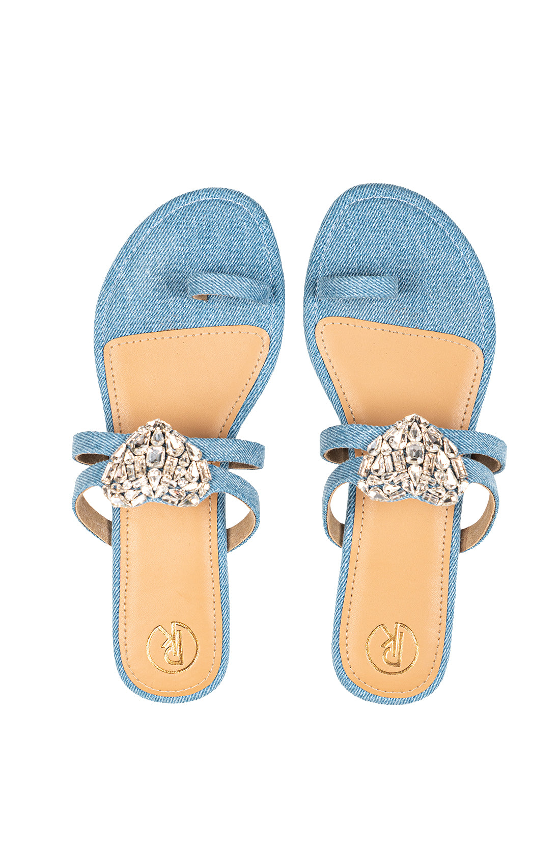 Denim heart flats