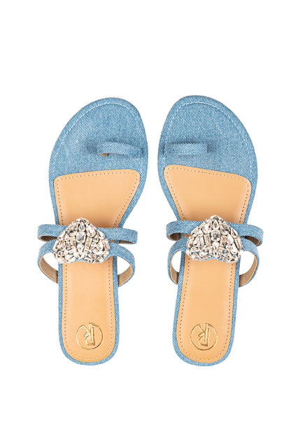 Denim heart flats