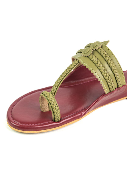Maroon color block Kolhapuri