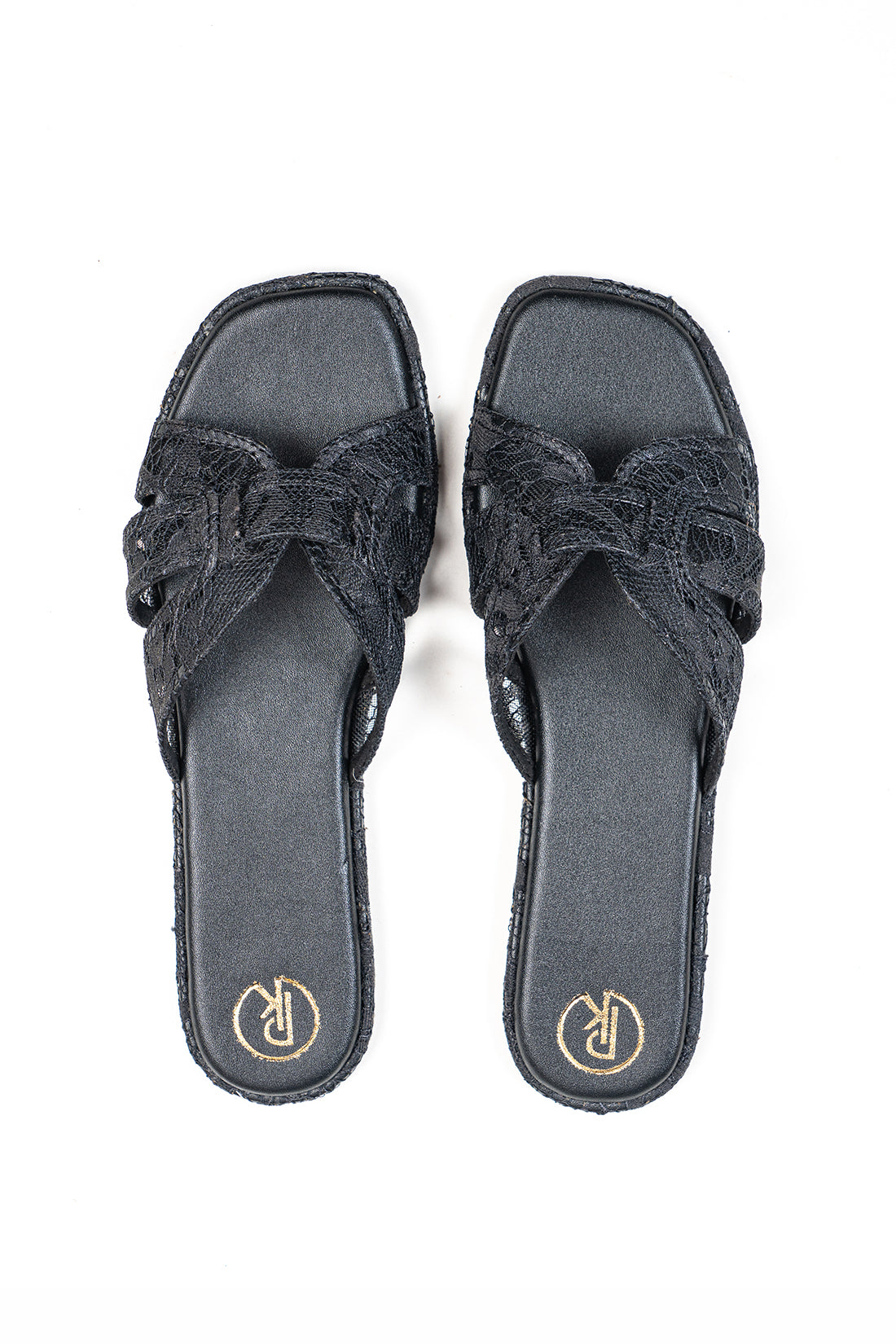 Black lace flats