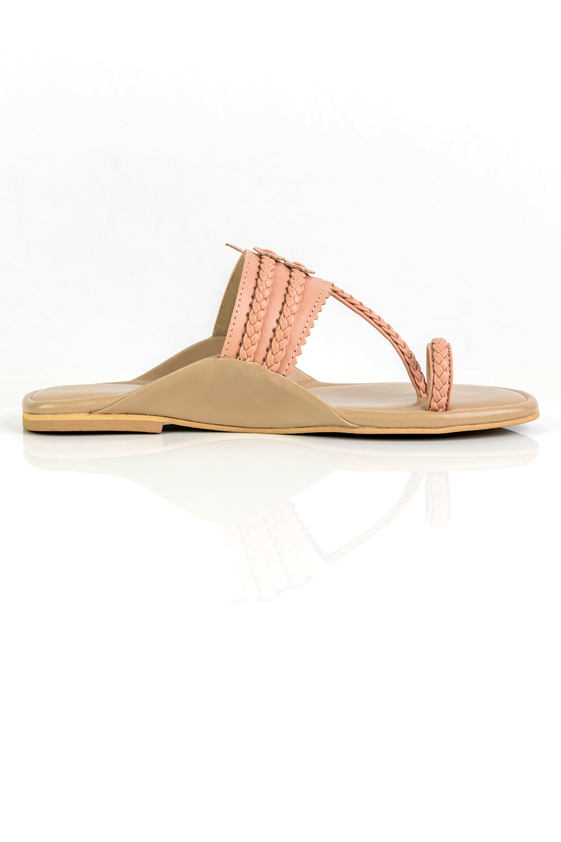 Peach color block Kolhapuri
