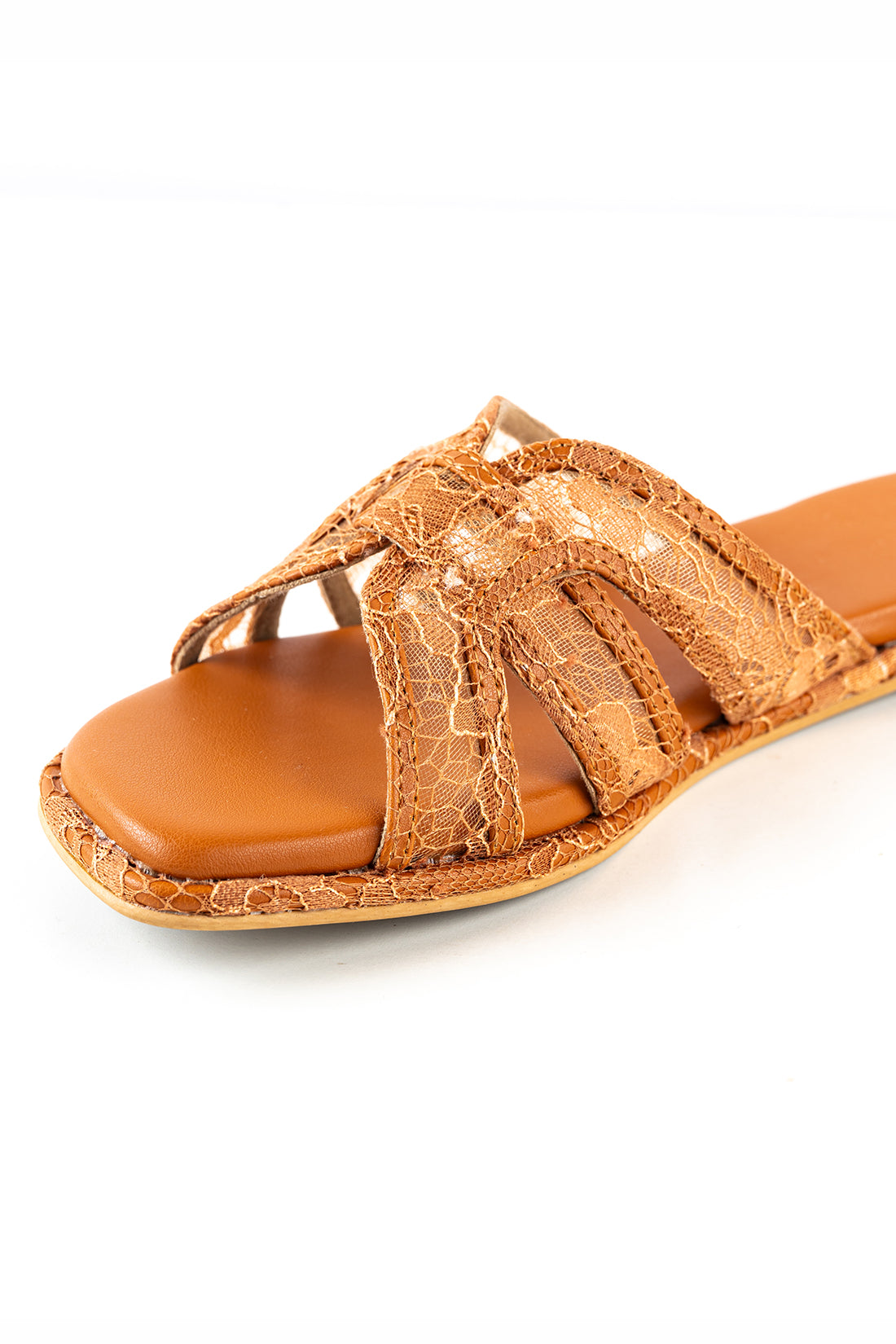 Brown lace flats