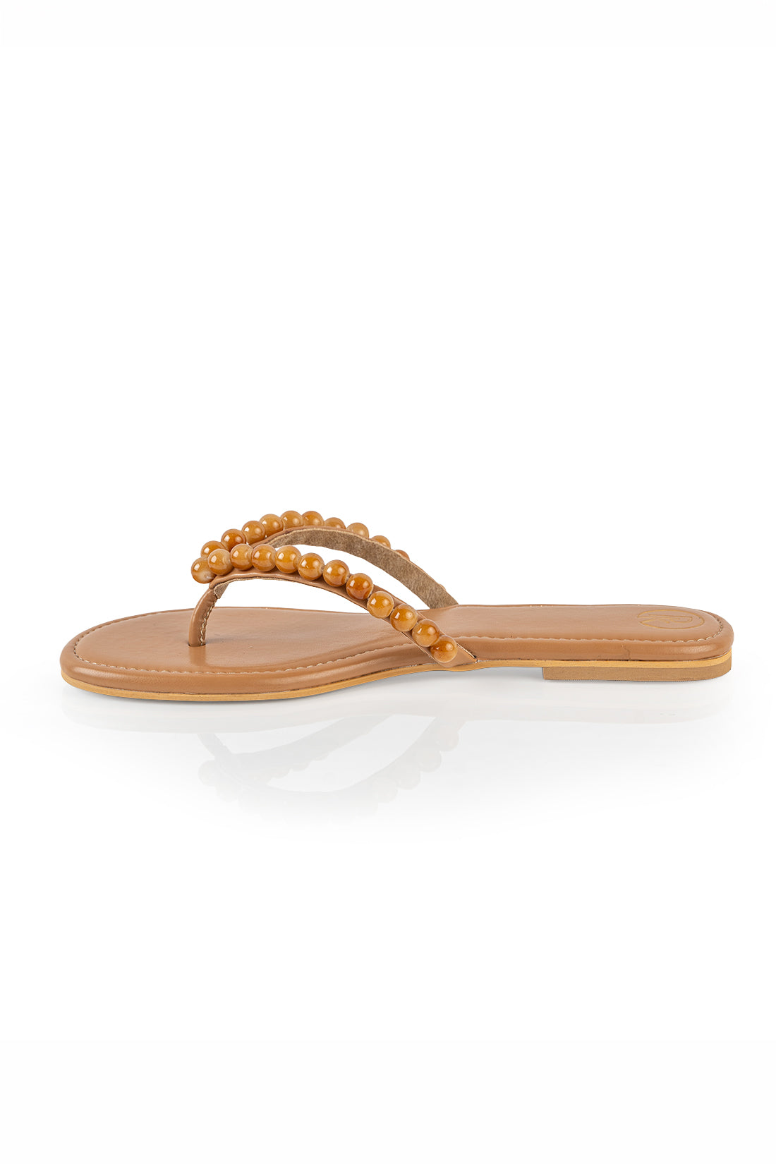 Caramel V strap flats