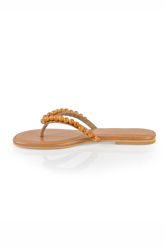 Caramel V strap flats