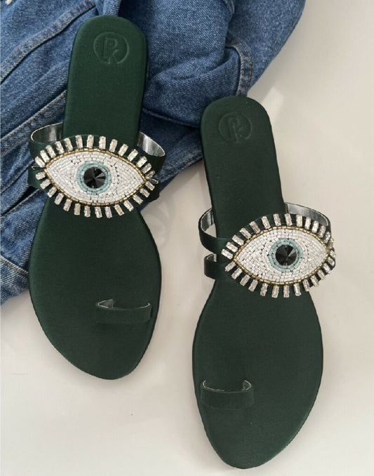 GREEN EVIL EYE FLATS