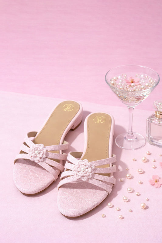 Blush - Embroidered Flats